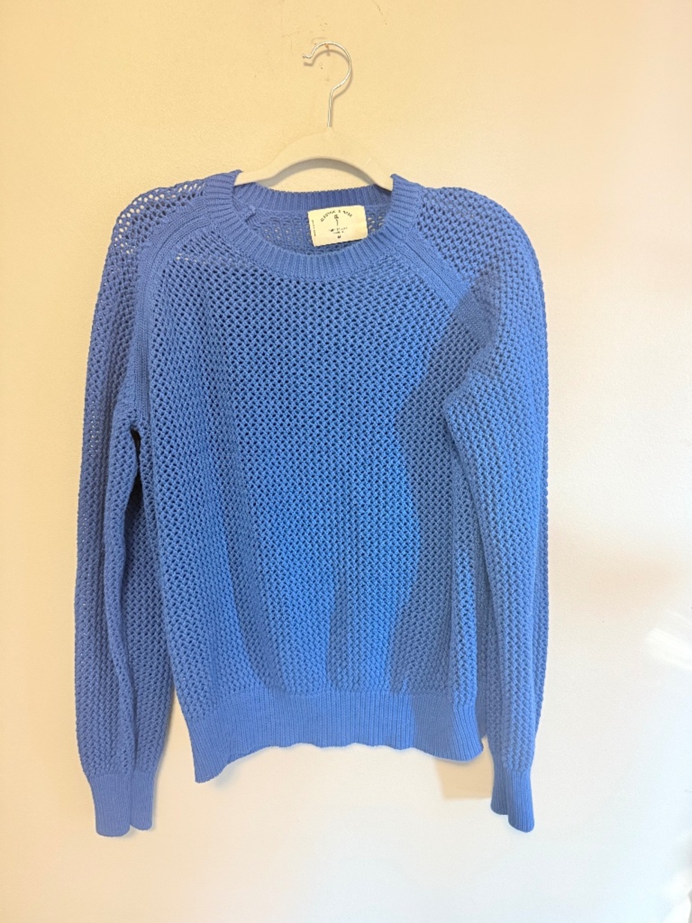 Electric & Rose Chloe Sweater Royal Blue Open Knit Cotton Size M